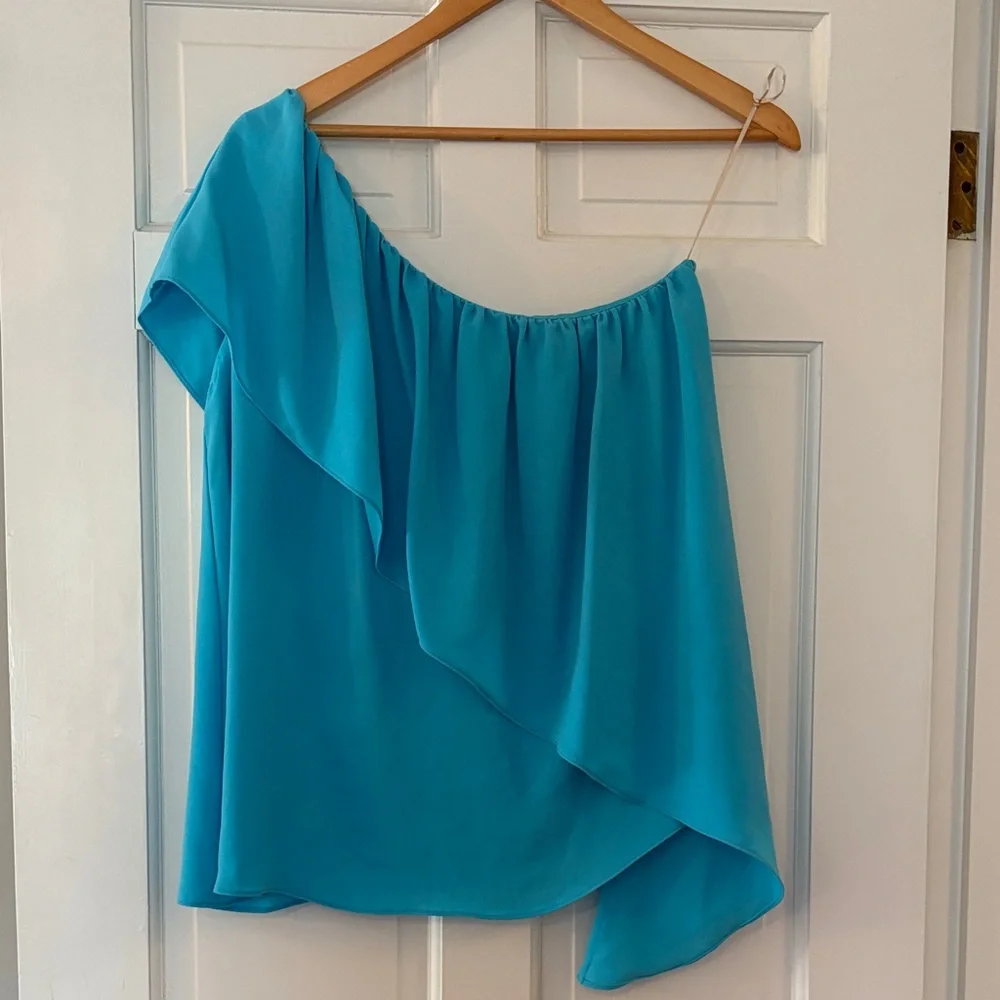 Trina Turk Aqua Asymmetrical Blouse - Picture 1 of 3